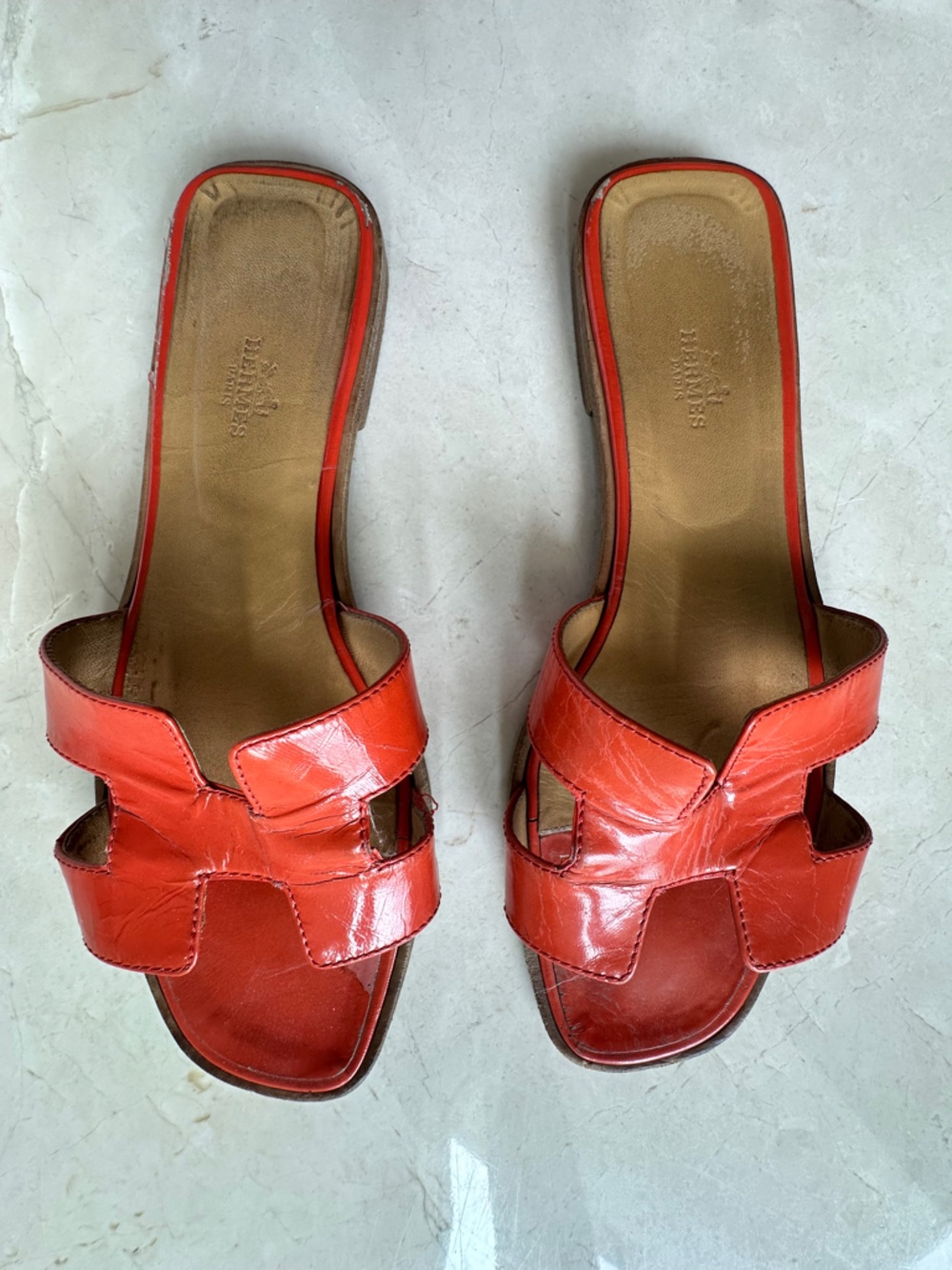 Hermes Oran Women’s Sandals Orange Size 40.5 - Picture 9 of 11
